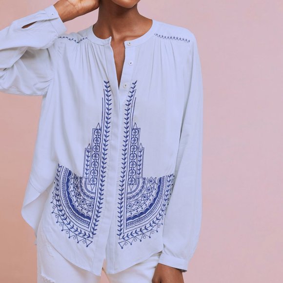 Anthropologie Tops - NWOT Anthropologie Iris Embroidered Buttondown